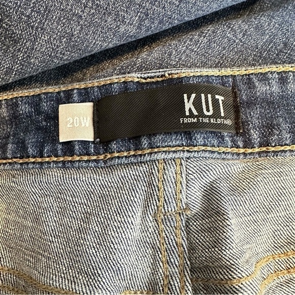 KUT from the Kloth Amy Crop Jeans 20W Plus Size Distressed Stretch Denim Blue - Picture 5 of 6